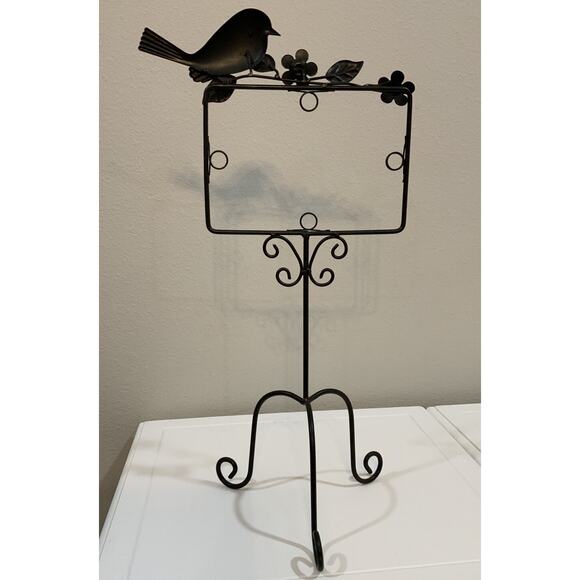 Vtg Wrought Iron Bird Floral Picture Card Holder Tabletop Display Stand Photos - Picture 7 of 7